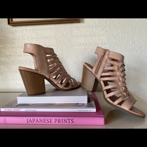 Rampage chunky heel open toe bootiesFREE SHIP - Picture 2 of 10